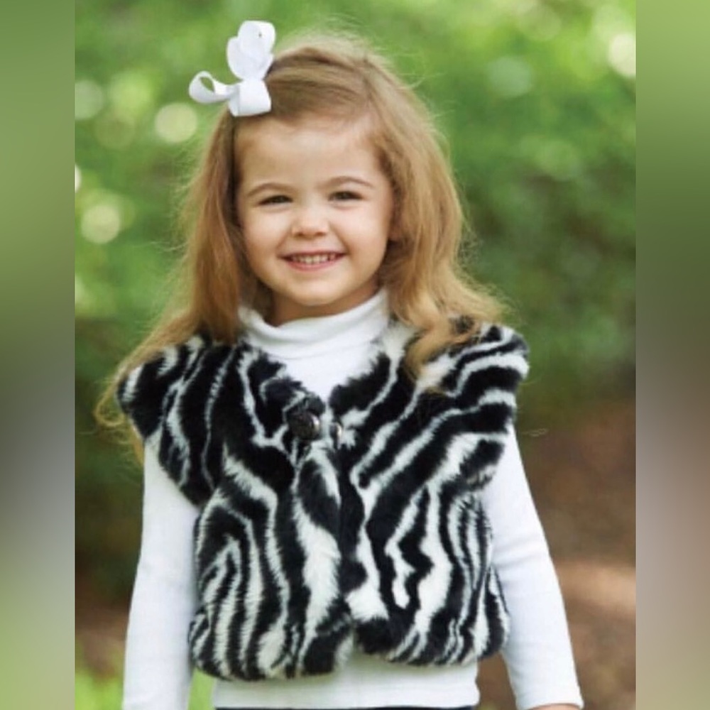 NEW Mud Pie Zebra Faux Fur Vest 9-12 Months